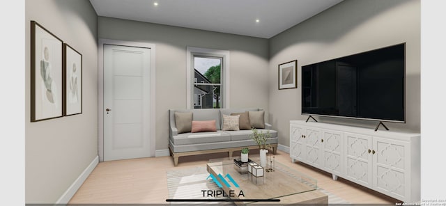 living room featuring light wood-type flooring