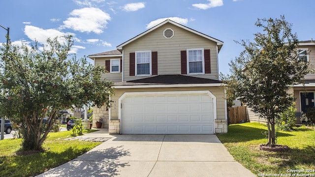 339 Cedron Chase, San Antonio, TX 78253 - traditional-style home with driveway, an attached garage, and stone siding