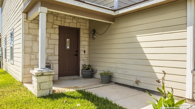 339 Cedron Chase, San Antonio, TX 78253 - doorway to property featuring stone siding