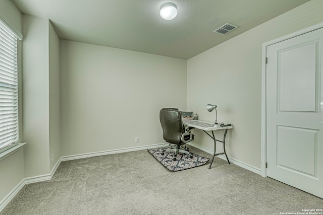 view of carpeted office space