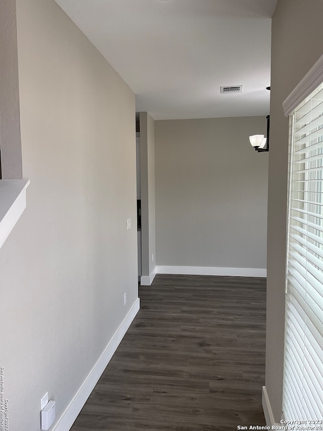 hallway featuring plenty of natural light and dark wood-type flooring