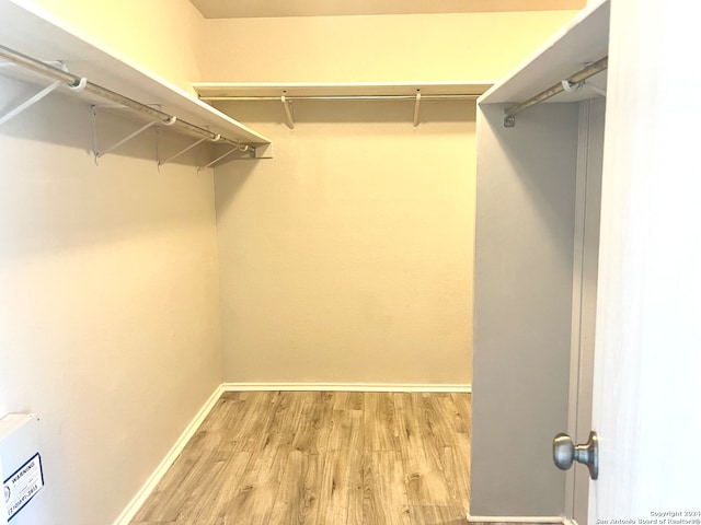 walk in closet featuring light hardwood / wood-style flooring