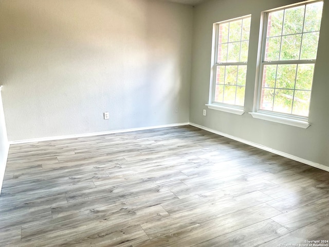 unfurnished room featuring light hardwood / wood-style flooring and plenty of natural light