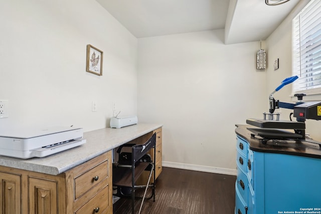 office space featuring dark wood-type flooring