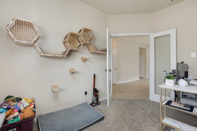 interior space with light colored carpet