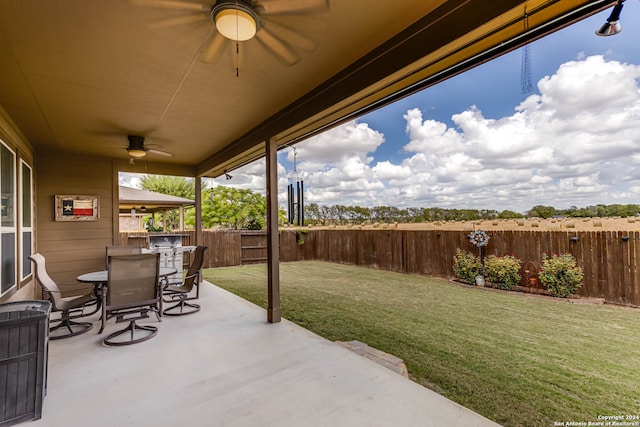 view of patio / terrace with ceiling fan