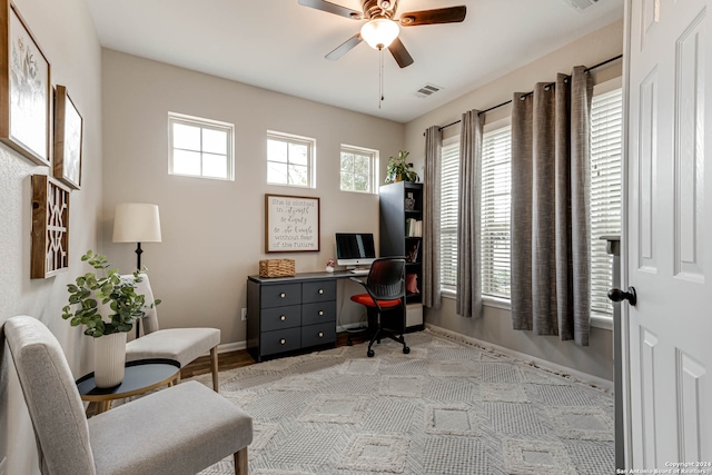 office featuring ceiling fan