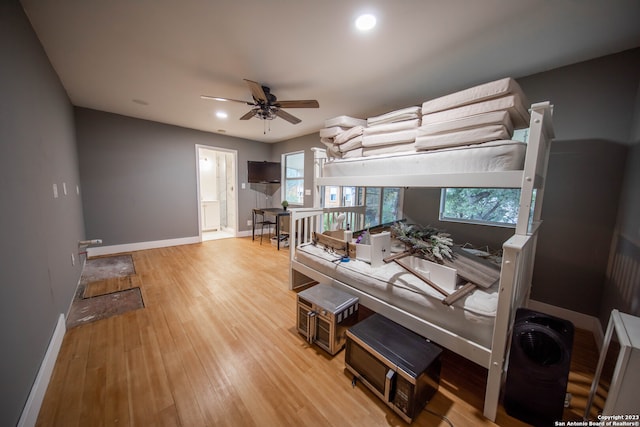 bedroom with light hardwood / wood-style floors