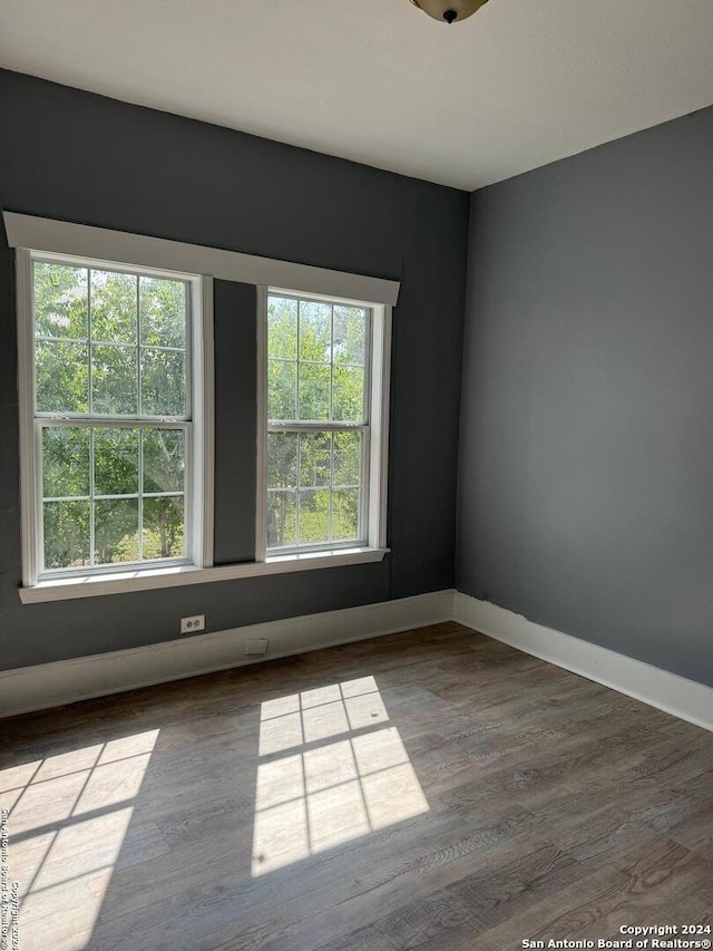 spare room with dark wood-type flooring