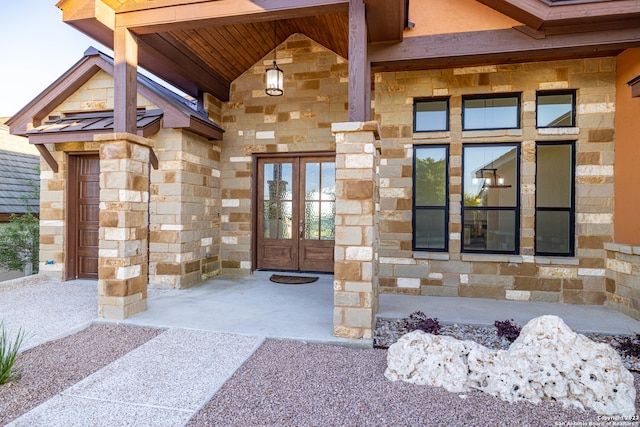 view of exterior entry with french doors