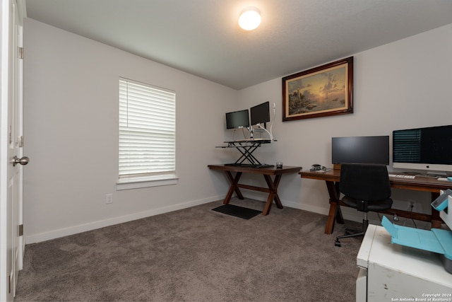 view of carpeted home office