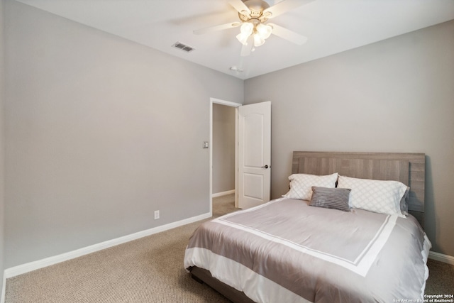 bedroom with carpet flooring and ceiling fan