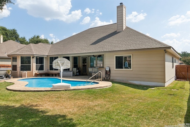 exterior space featuring a yard and a patio area