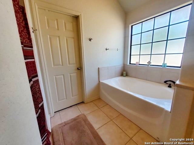 bathroom featuring tile patterned flooring and a washtub