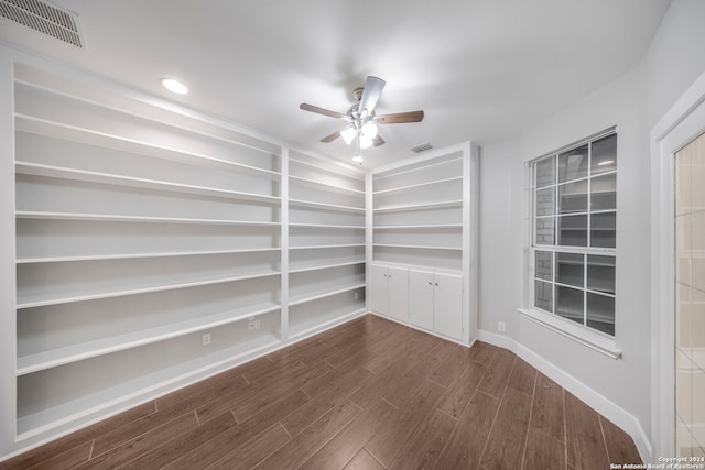 interior space featuring ceiling fan