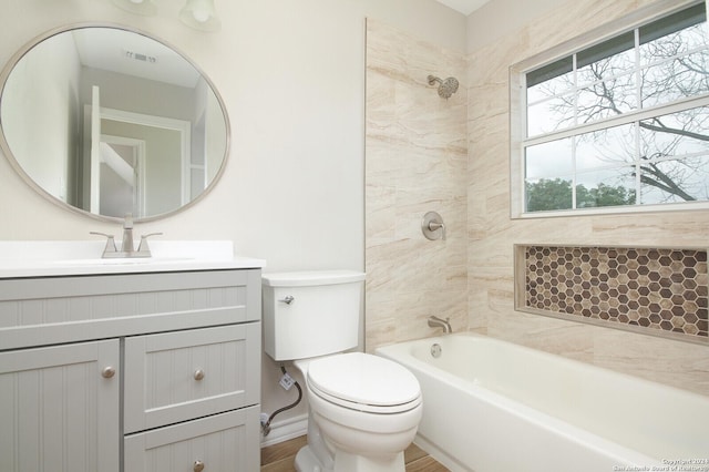 439 Susanwood Dr, San Antonio, TX 78220 - full bath featuring shower / tub combination, visible vents, toilet, and vanity
