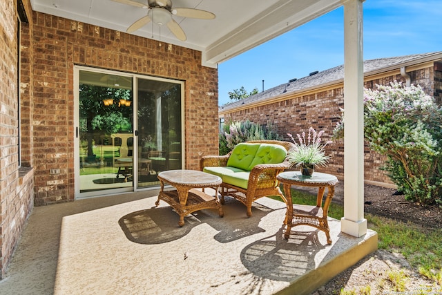 view of patio / terrace featuring ceiling fan