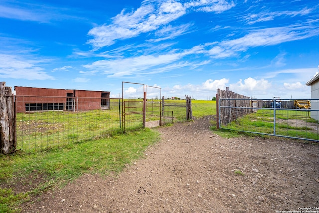 exterior space with a rural view