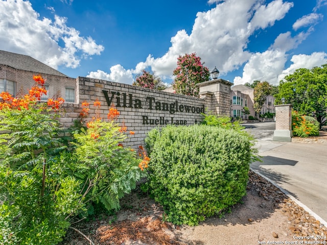 view of community sign