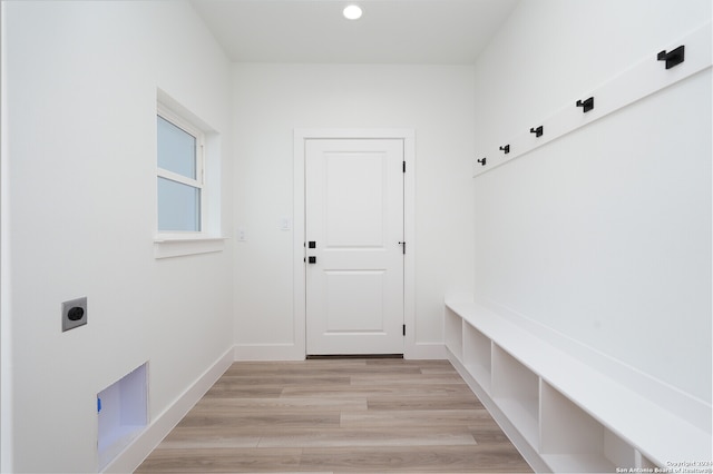 mudroom featuring light hardwood / wood-style flooring