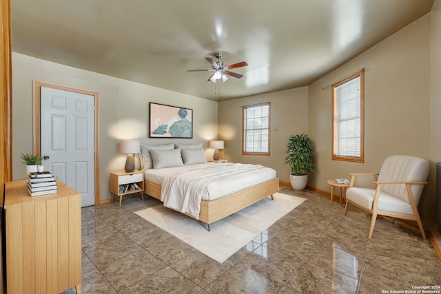 bedroom featuring ceiling fan