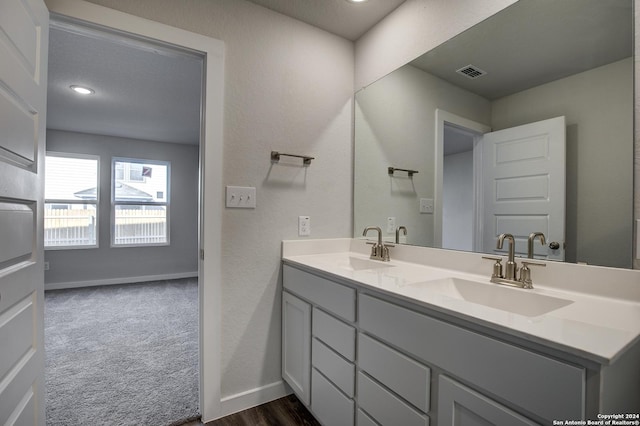 2544 Solon Ln, Seguin, TX 78155 - bathroom featuring visible vents, baseboards, and a sink