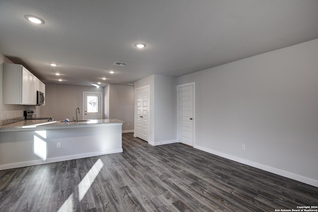 2544 Solon Ln, Seguin, TX 78155 - kitchen featuring dark wood finished floors, visible vents, a sink, baseboards, and appliances with stainless steel finishes