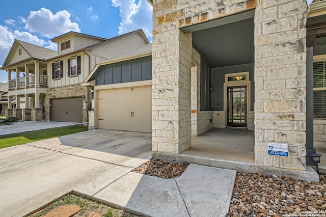 exterior space featuring a garage