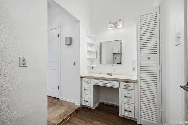 bathroom featuring wood-type flooring and vanity