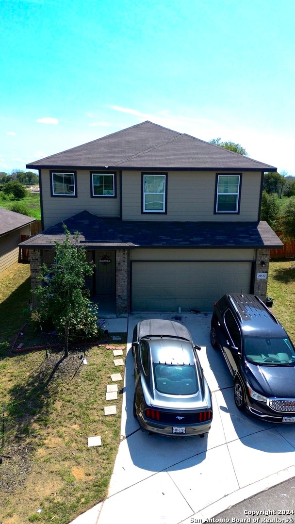 view of front of house with a garage