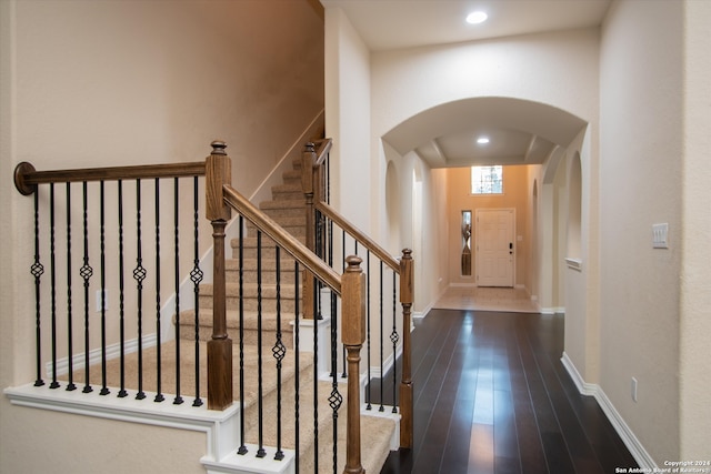 entrance foyer with dark wood-type flooring