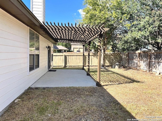 20630 Cliff Park, San Antonio, TX 78258 - view of yard with a patio, a fenced backyard, and a pergola