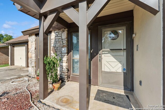 entrance to property with a garage