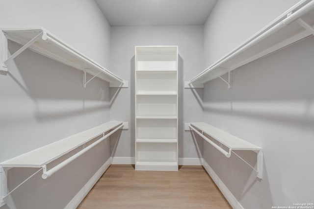 spacious closet featuring light hardwood / wood-style floors