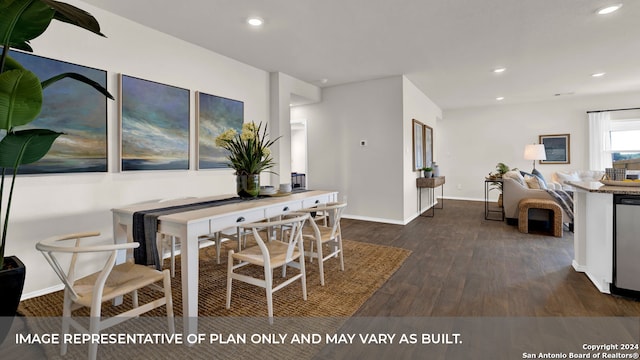 dining area featuring dark hardwood / wood-style floors