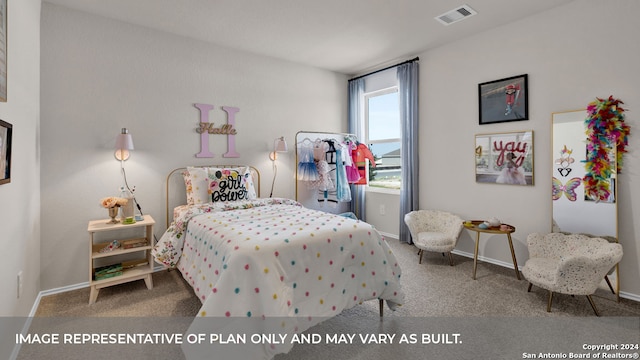 bedroom featuring carpet flooring