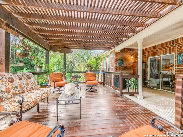 deck featuring a pergola