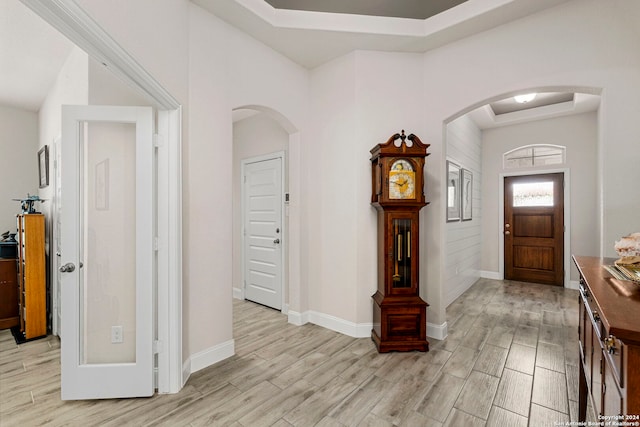 entryway with light wood-type flooring