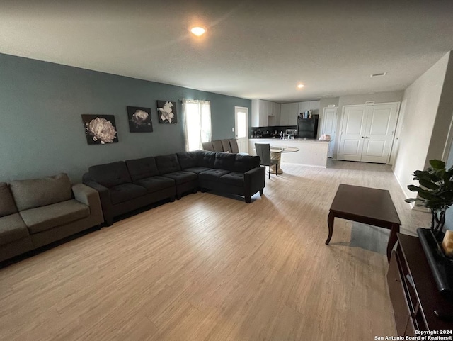 living room with light hardwood / wood-style floors