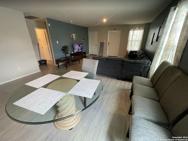 living room featuring wood-type flooring