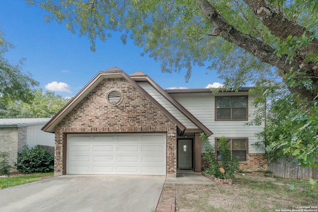 view of front of home with a garage