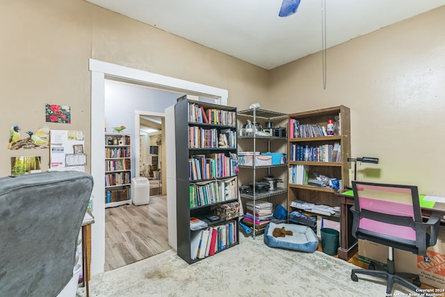 office space with light hardwood / wood-style floors