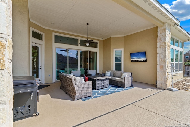 view of patio / terrace with outdoor lounge area and ceiling fan