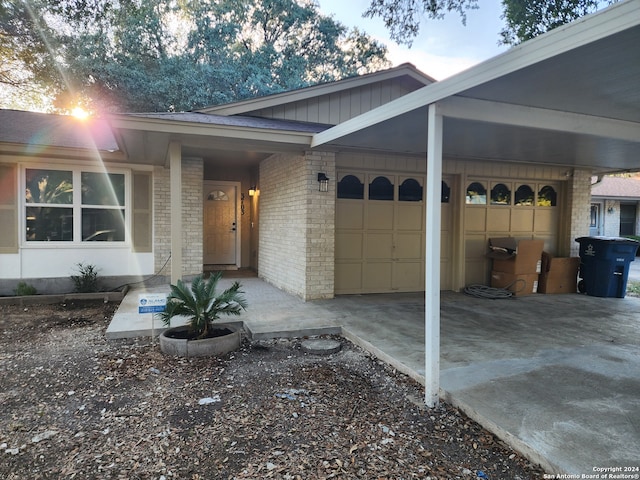 view of front of property with a garage