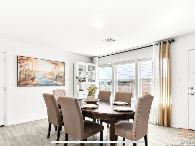 dining area with light hardwood / wood-style flooring