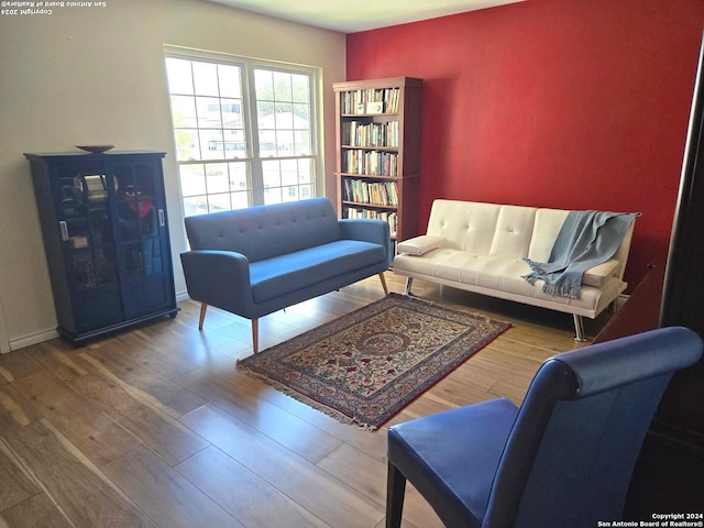 living room with hardwood / wood-style floors