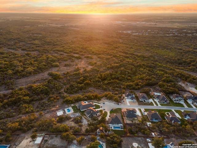 view of aerial view at dusk