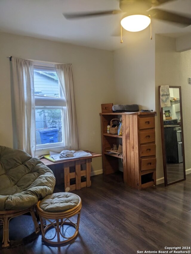 interior space with dark hardwood / wood-style flooring