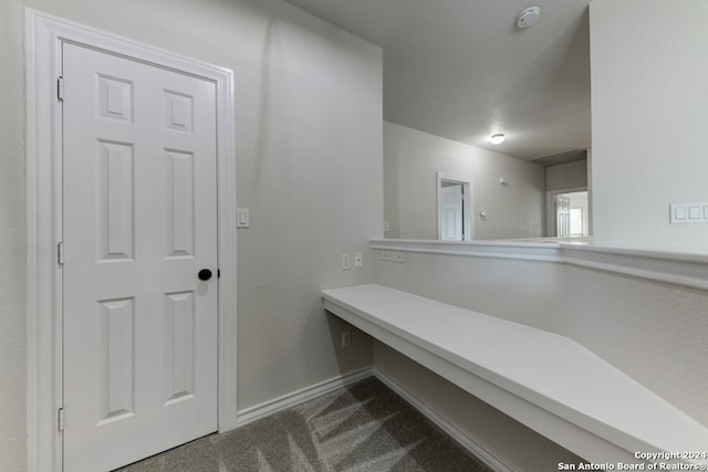 hallway featuring carpet flooring