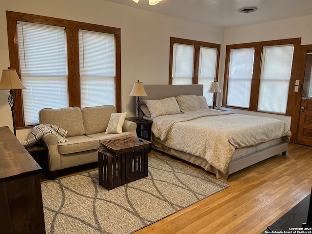 bedroom featuring light wood-type flooring